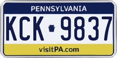 PA license plate KCK9837
