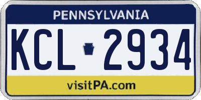 PA license plate KCL2934