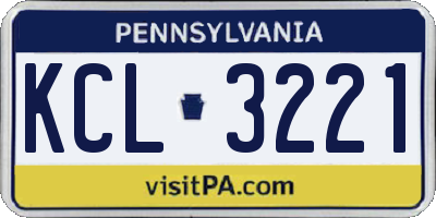 PA license plate KCL3221