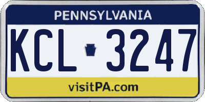 PA license plate KCL3247