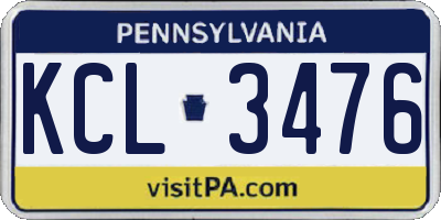 PA license plate KCL3476