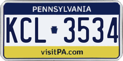 PA license plate KCL3534