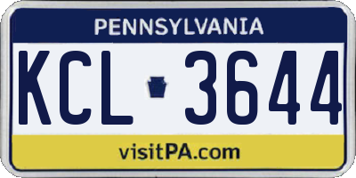 PA license plate KCL3644