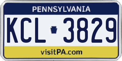 PA license plate KCL3829