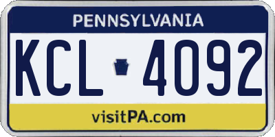 PA license plate KCL4092