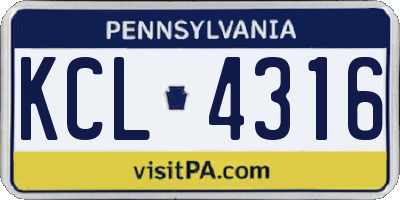 PA license plate KCL4316