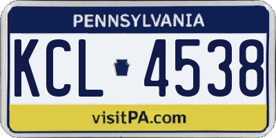 PA license plate KCL4538