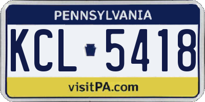 PA license plate KCL5418
