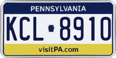 PA license plate KCL8910