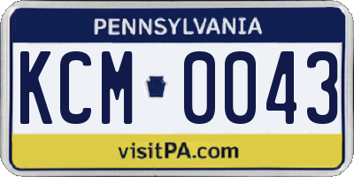 PA license plate KCM0043