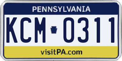 PA license plate KCM0311