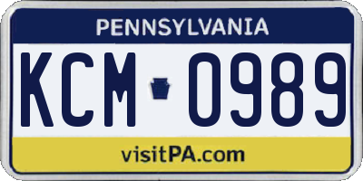 PA license plate KCM0989