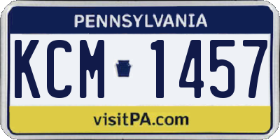 PA license plate KCM1457