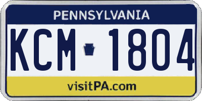 PA license plate KCM1804