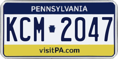 PA license plate KCM2047
