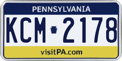 PA license plate KCM2178