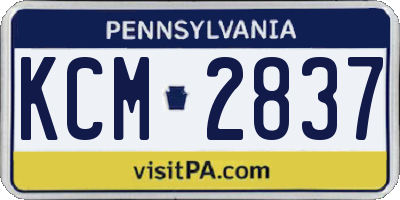 PA license plate KCM2837
