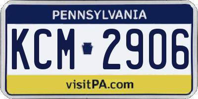 PA license plate KCM2906