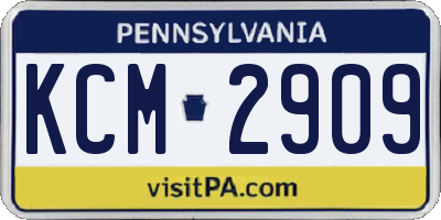 PA license plate KCM2909