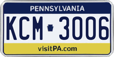 PA license plate KCM3006