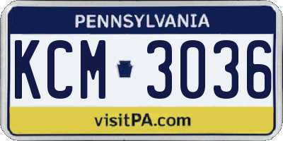 PA license plate KCM3036