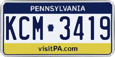 PA license plate KCM3419