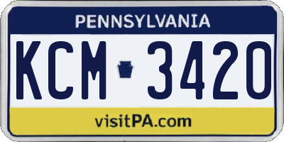 PA license plate KCM3420