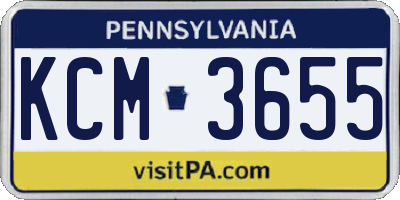 PA license plate KCM3655