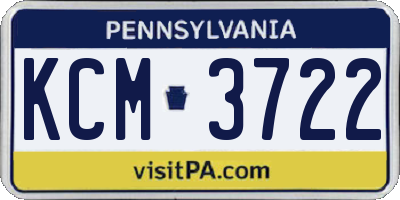 PA license plate KCM3722