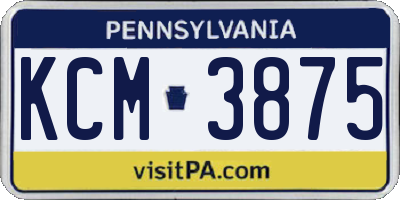 PA license plate KCM3875