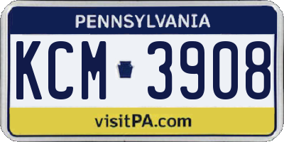 PA license plate KCM3908