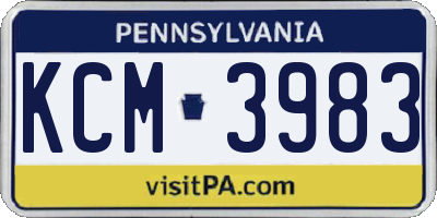 PA license plate KCM3983