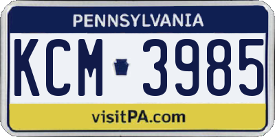 PA license plate KCM3985