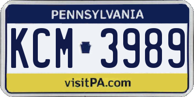 PA license plate KCM3989