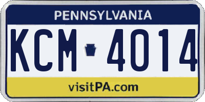PA license plate KCM4014