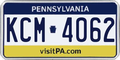 PA license plate KCM4062