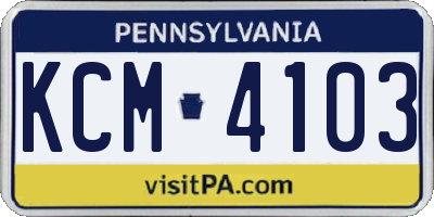 PA license plate KCM4103