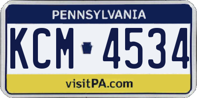 PA license plate KCM4534