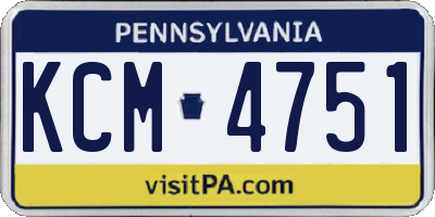 PA license plate KCM4751