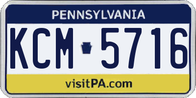 PA license plate KCM5716