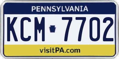 PA license plate KCM7702