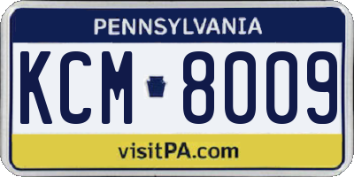 PA license plate KCM8009