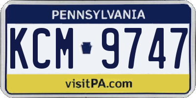 PA license plate KCM9747