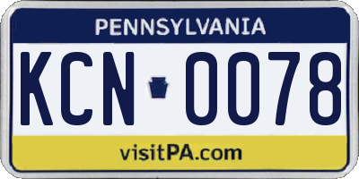 PA license plate KCN0078