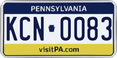 PA license plate KCN0083