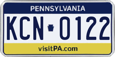 PA license plate KCN0122