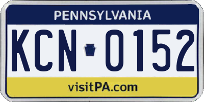PA license plate KCN0152