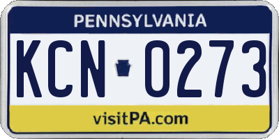 PA license plate KCN0273