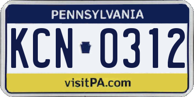PA license plate KCN0312
