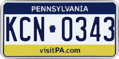 PA license plate KCN0343